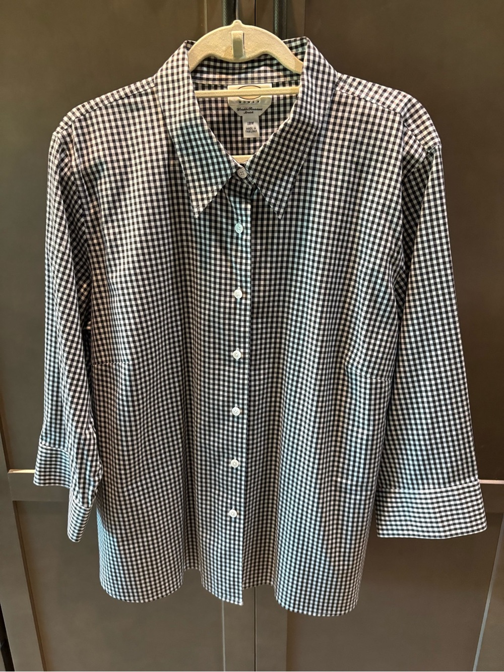 Talbots Woman Black & White Wrinkle Resistant Blouse Shirt, 18W